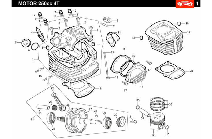 E01 Cylinder Piston Crankshaft